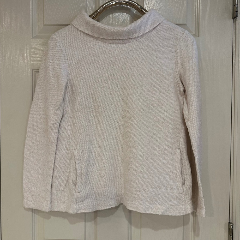 J.Crew Mercantile Womens Cream Textured Funnel Neck Pocket Sweatshirt XS